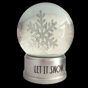 Rae Dunn LET IT SNOW Silver Snowflake Snow Globe. NWOT